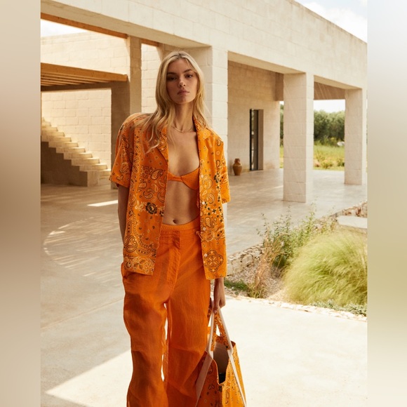 KITH NURU SHEER PARACHUTE PANT IN ORANGE - Picture 2 of 6